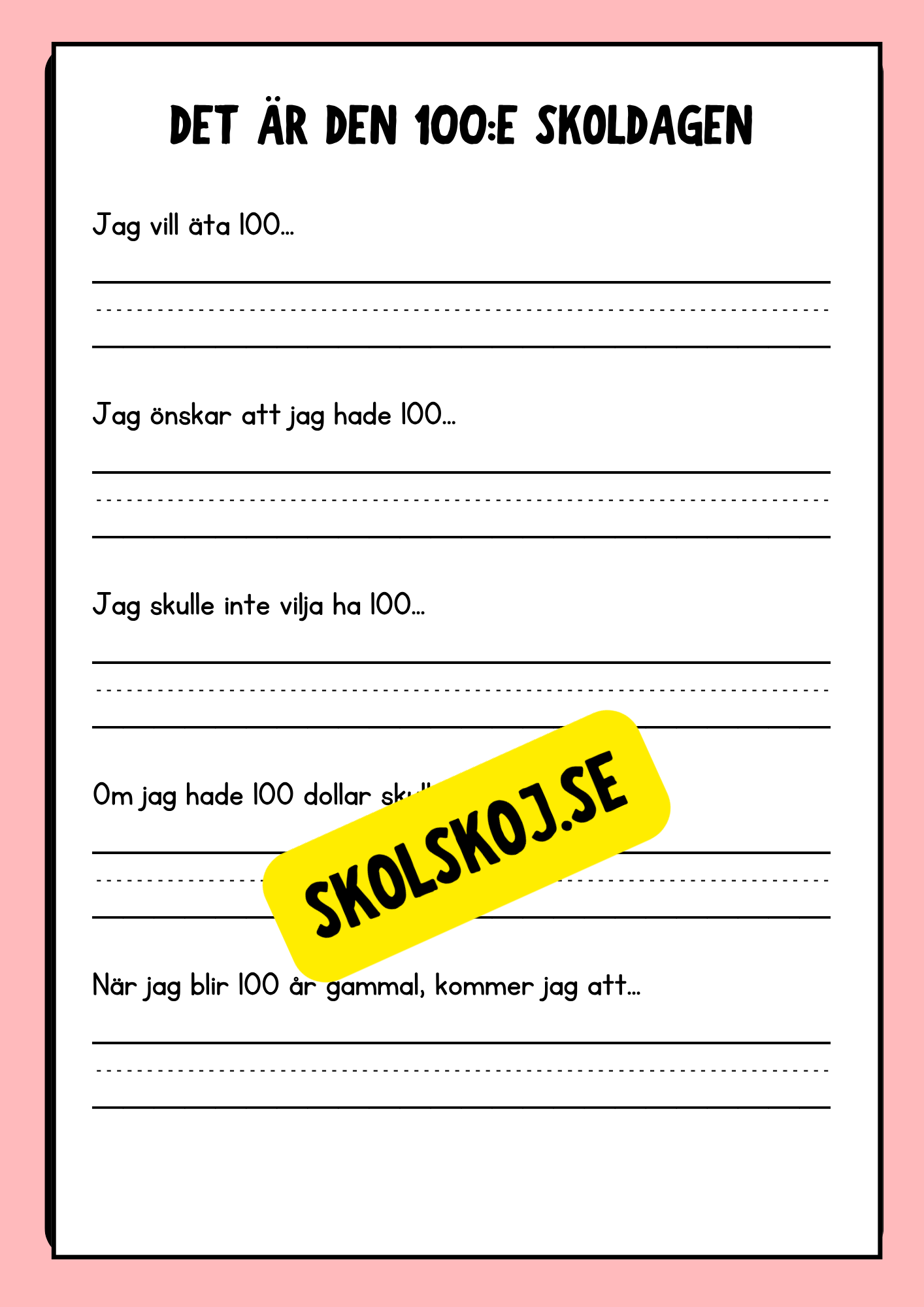 100 dagar i skolan - Häfte