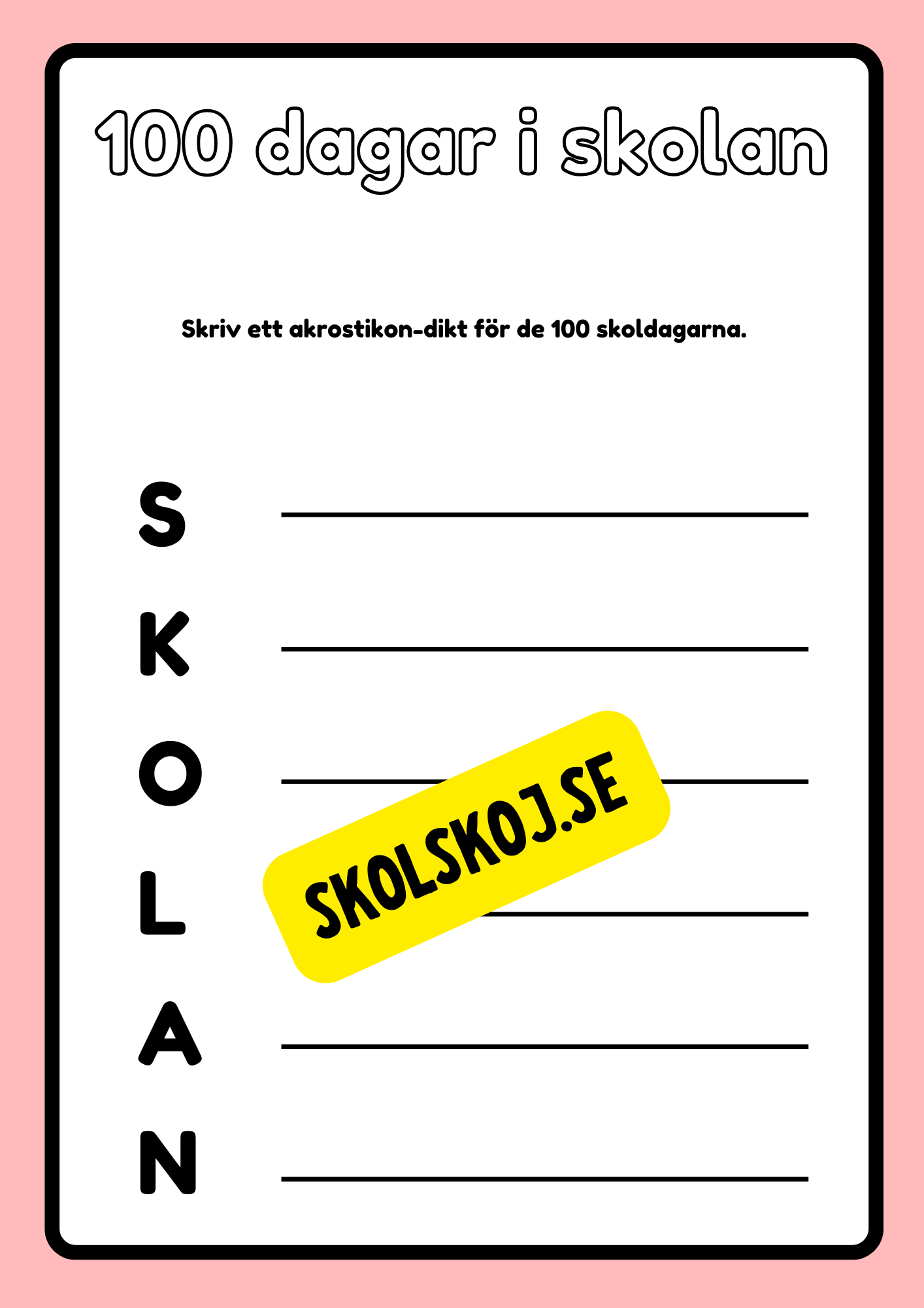 100 dagar i skolan - Häfte