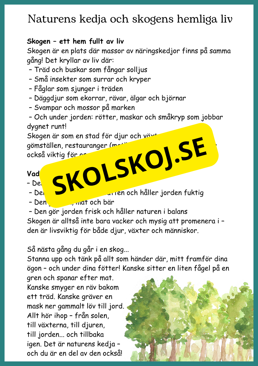 Djur och natur - Årskurs 4 - 6