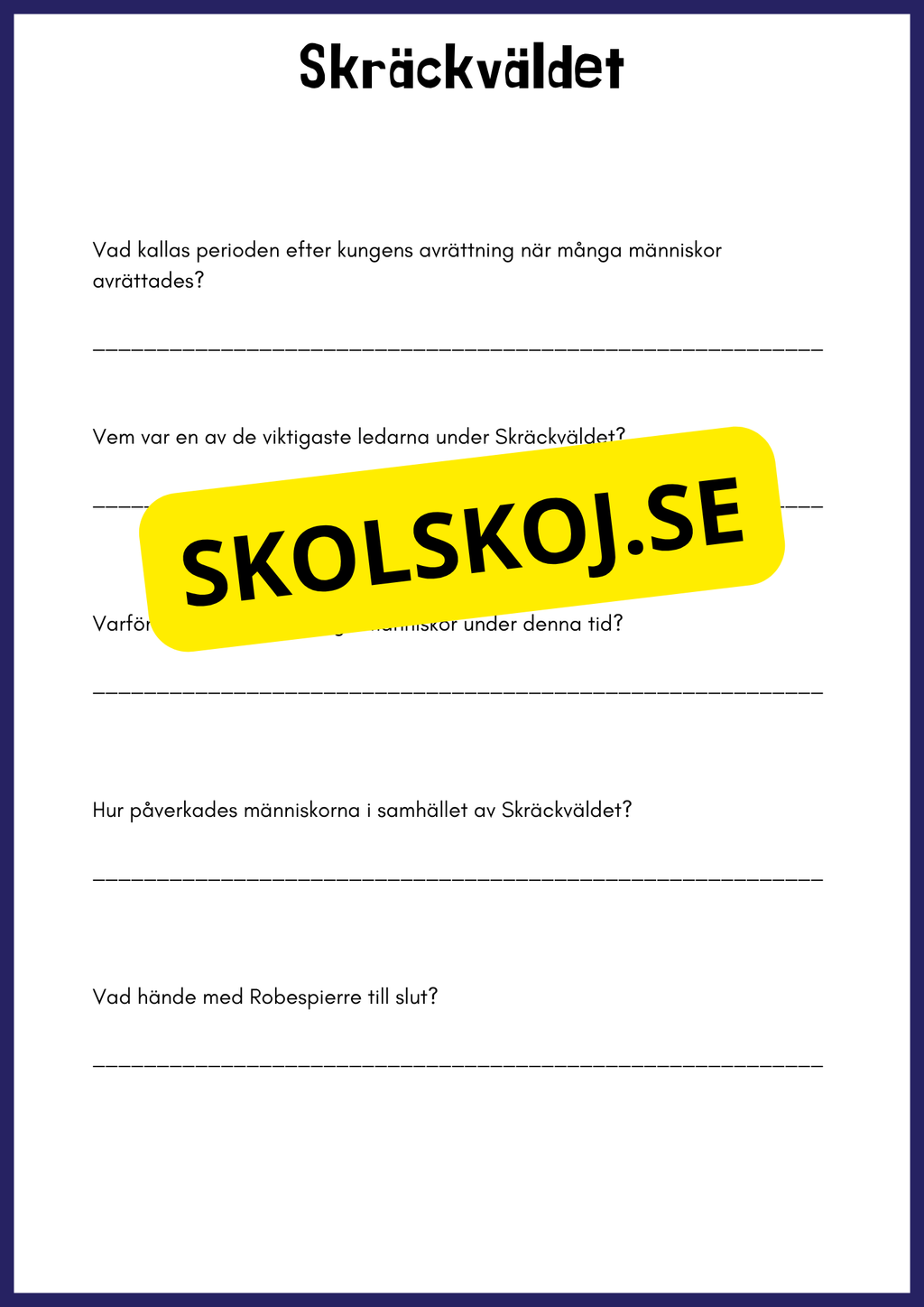 Franska revolutionen - Årskurs 4 - 6