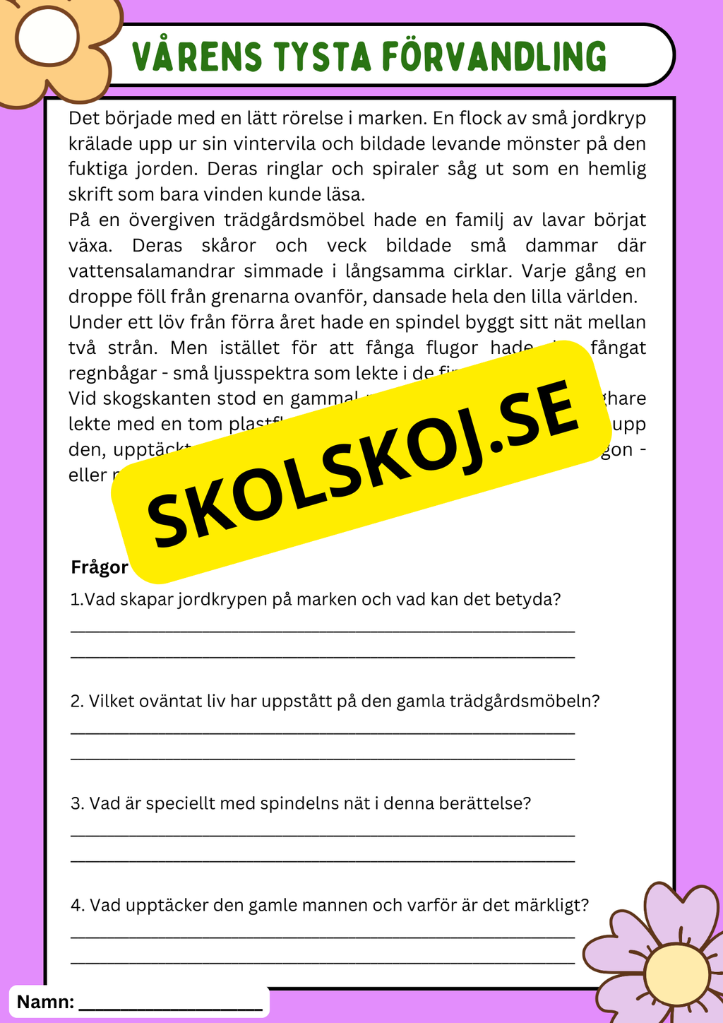 Vårens 10 hemliga världar – Läsförståelse och naturupptäckter - Åk 3 - 6