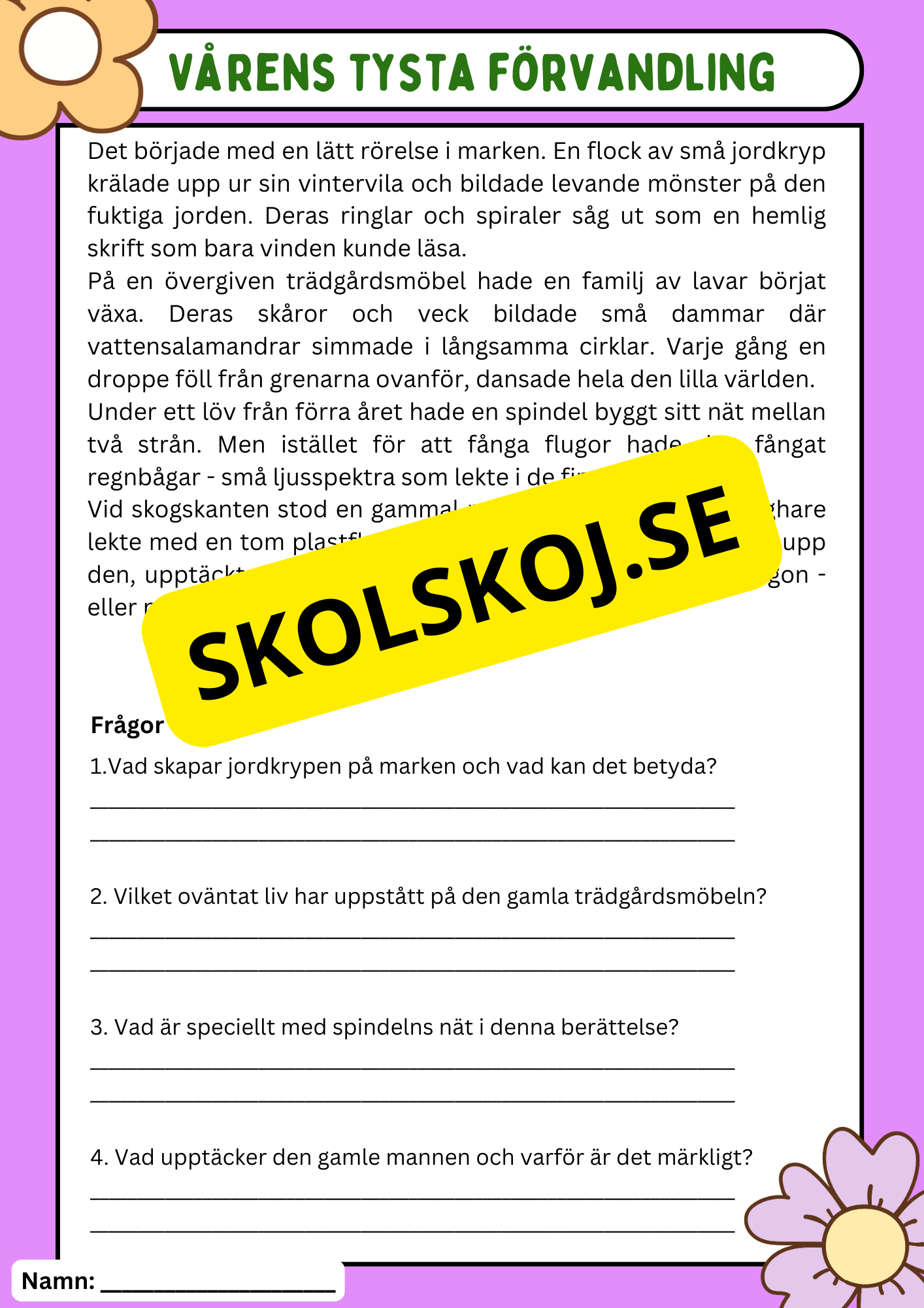 Vårens 10 hemliga världar – Läsförståelse och naturupptäckter - Åk 3 - 6