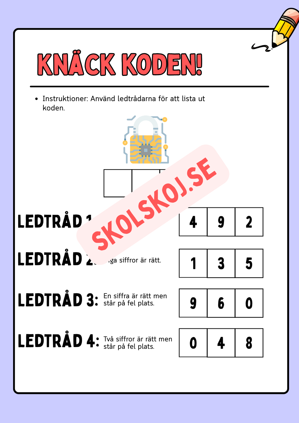 Extra uppgifter - När läraren är borta - Årskurs 3 - 5