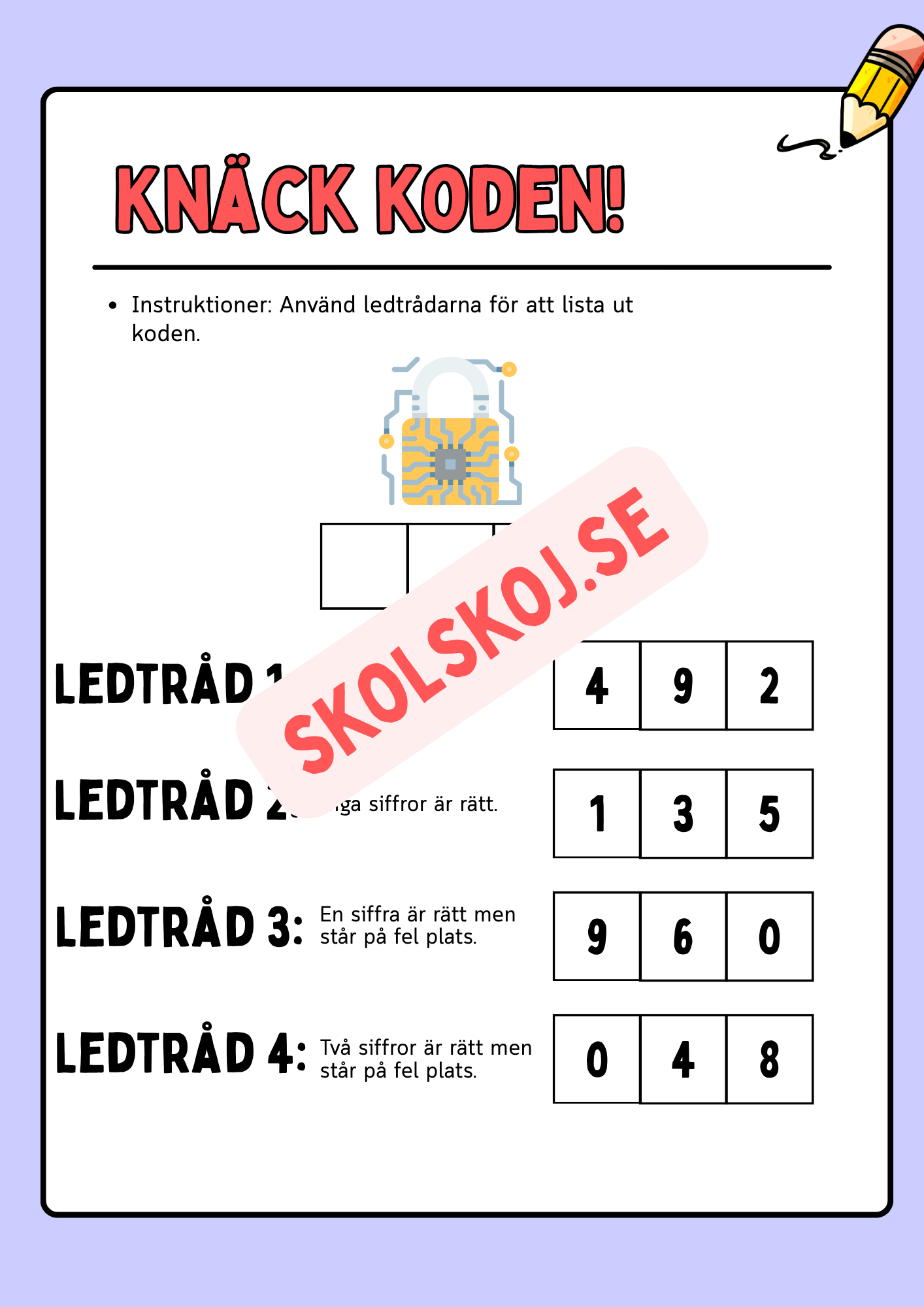 Extra uppgifter - När läraren är borta - Årskurs 3 - 5