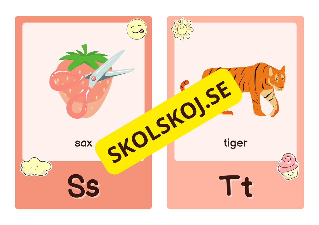 Roliga och söta bokstavskort i glada färger