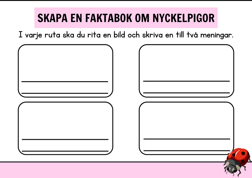 Nyckelpigans livscykel + Uppgifter - Årskurs 1 - 2