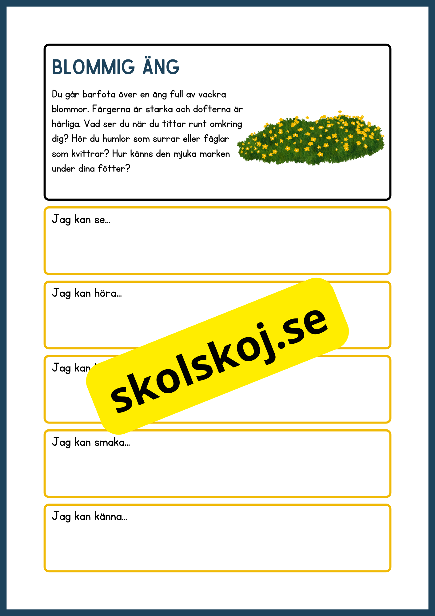 Skrivuppgifter - Använd dina sinnen för att utforska naturen