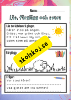 Läs, färglägg och svara - Häfte