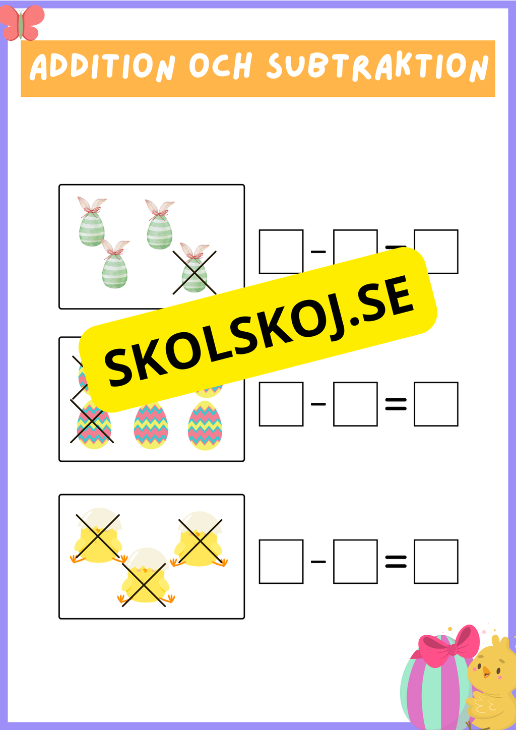 Addition och subtraktion - Tema påsk