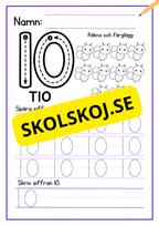 Skriv och färglägg siffror - Häfte - 1 - 10