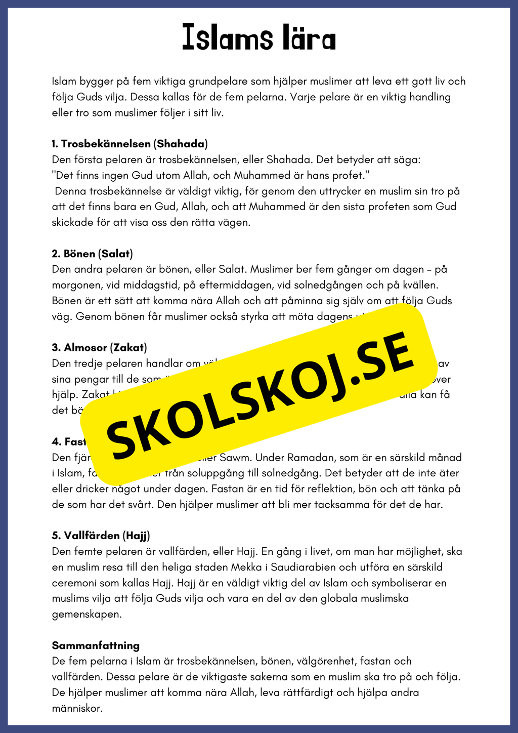 Vad är Islam? - Häfte - Åk 3 - 6