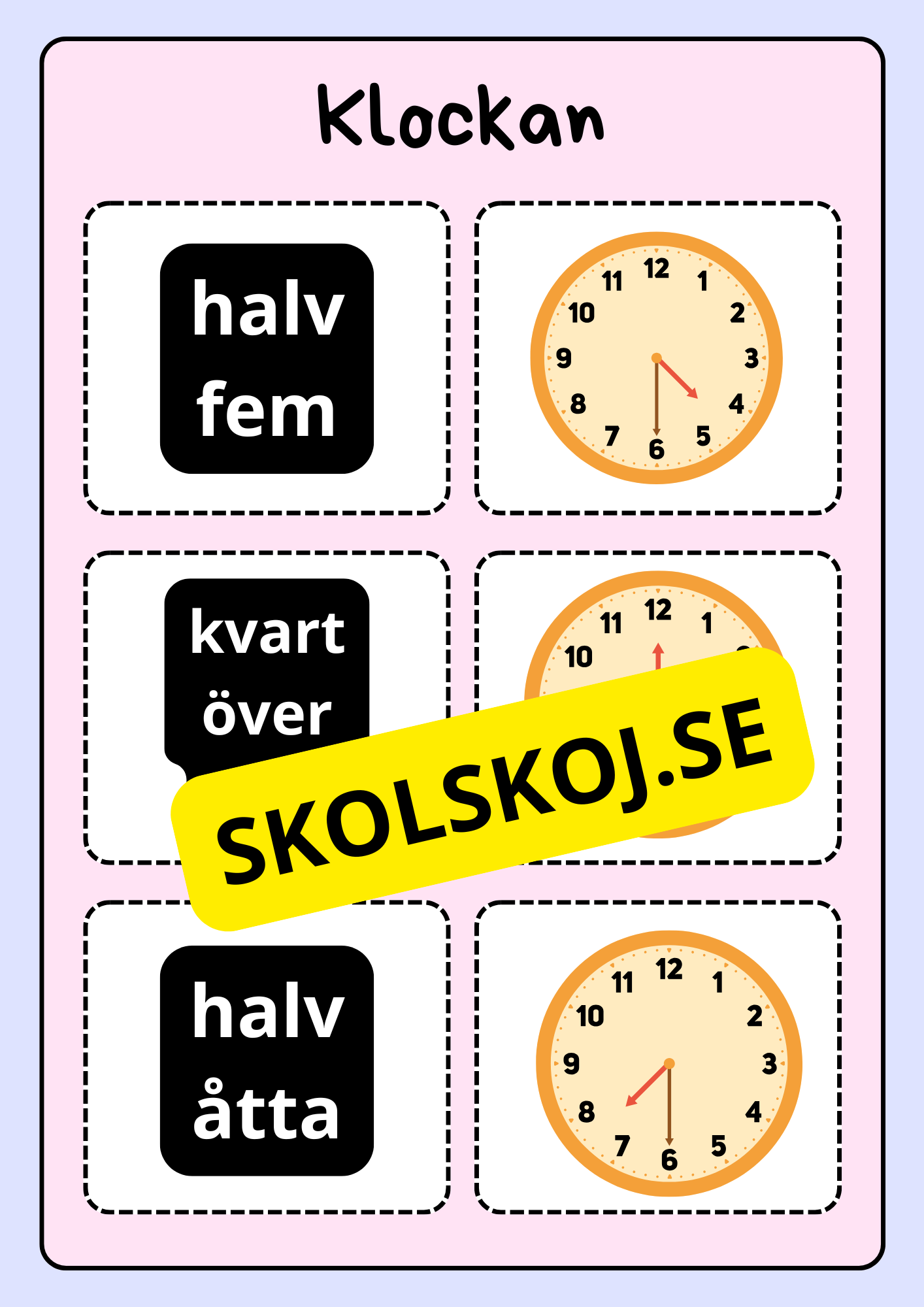 Klockan - Vi lär oss klockan (75 kort)