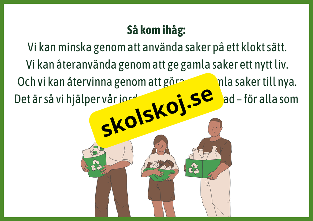 Minska Återanvänd Återvinn - Fakta + frågor