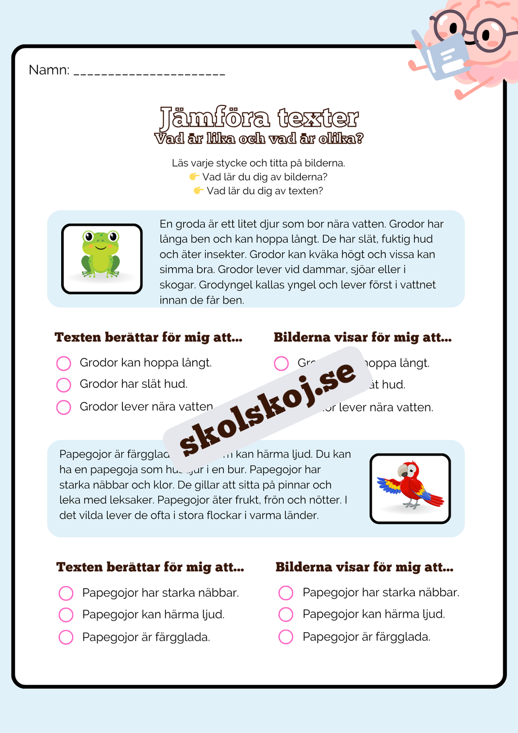 Jämföra texter - Årskurs 2 - 4