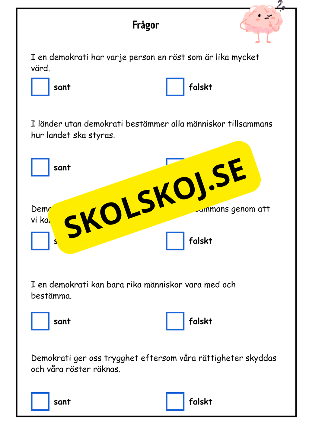 Vad är demokrati? - Årskurs 4 - 6 (18 sidor)