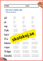 Öva på att skriva ord - Häfte
