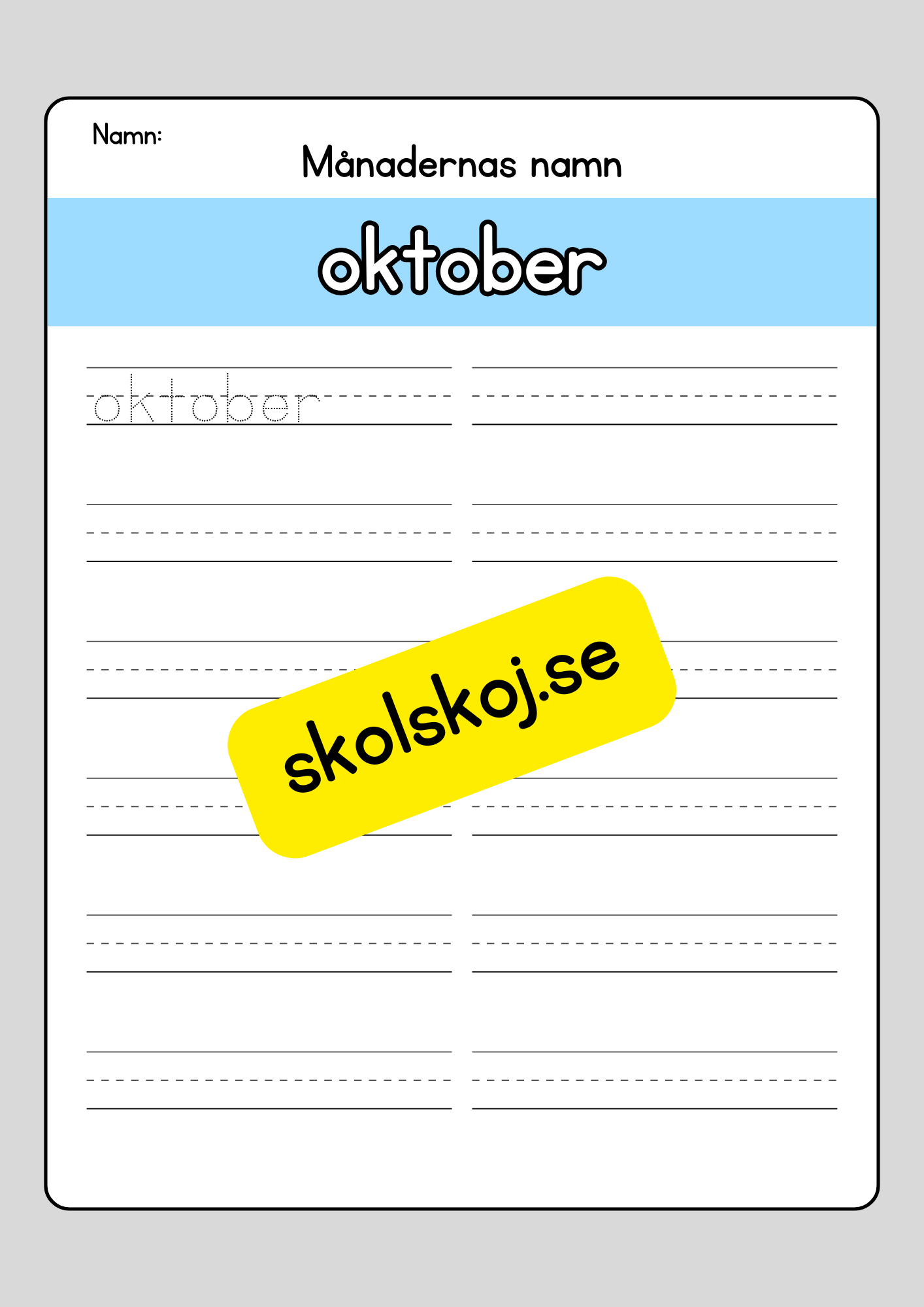 Lär dig skriva månadernas namn