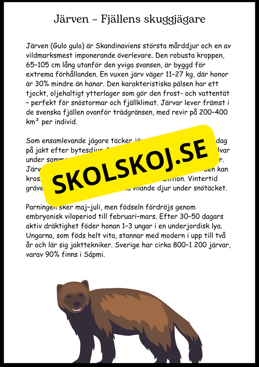 Sveriges landskapsdjur - Häfte - Årskurs 4 - 6 (17 sidor)