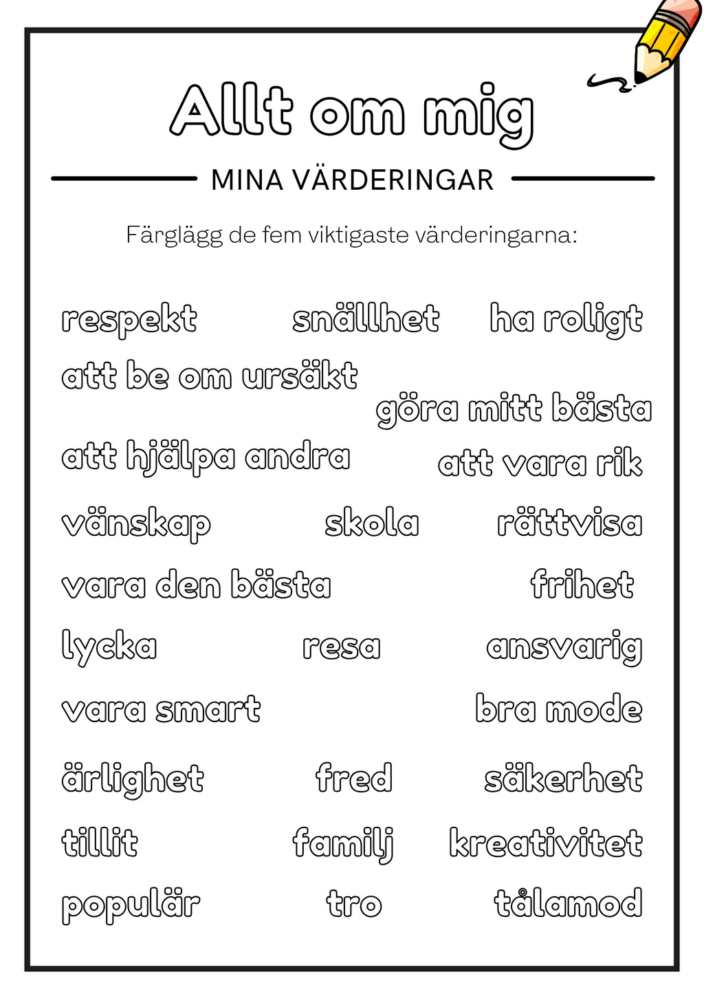 Allt om mig - Häfte