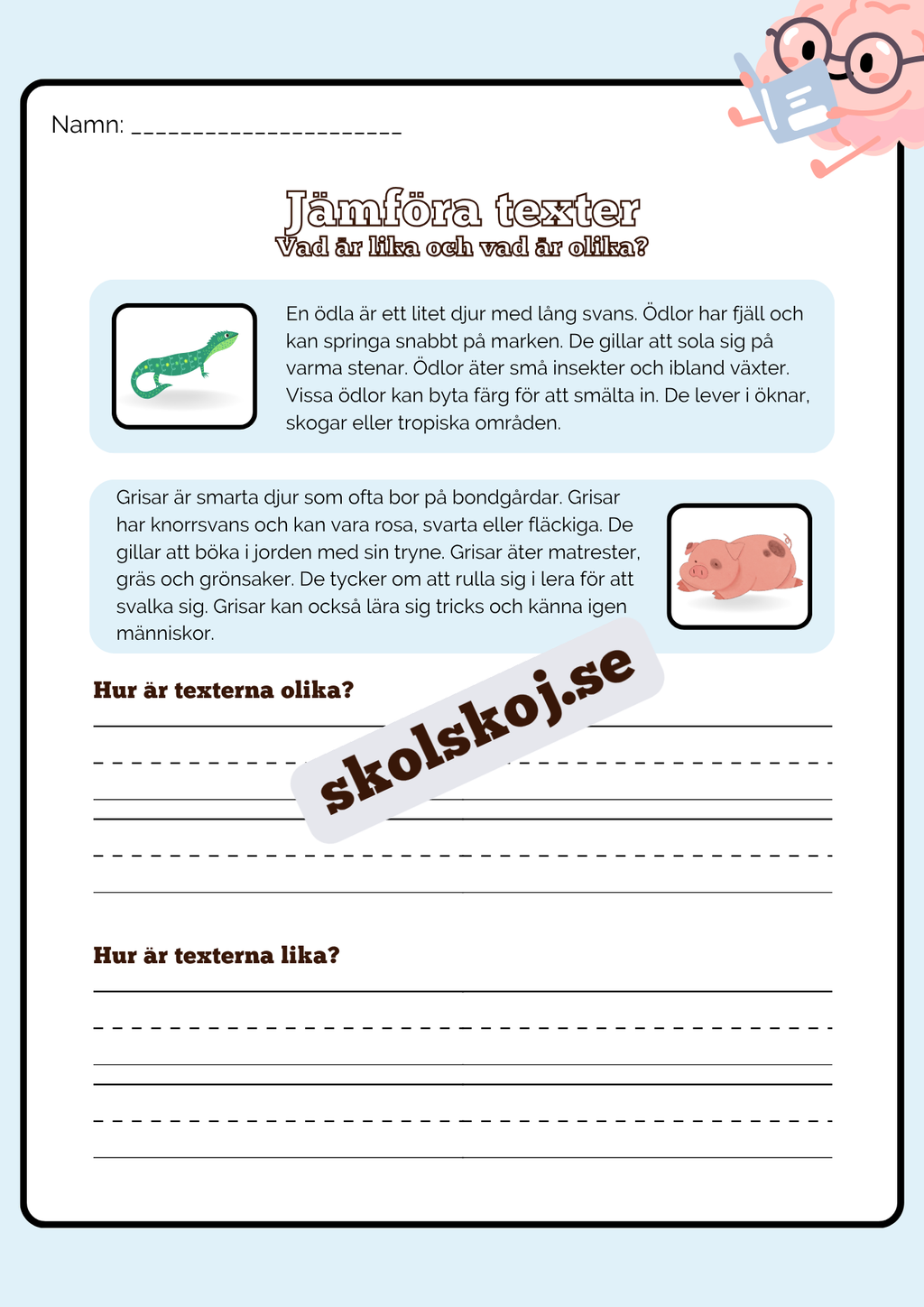 Jämföra texter - Årskurs 2 - 4