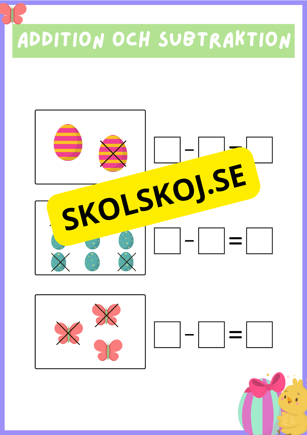 Addition och subtraktion - Tema påsk