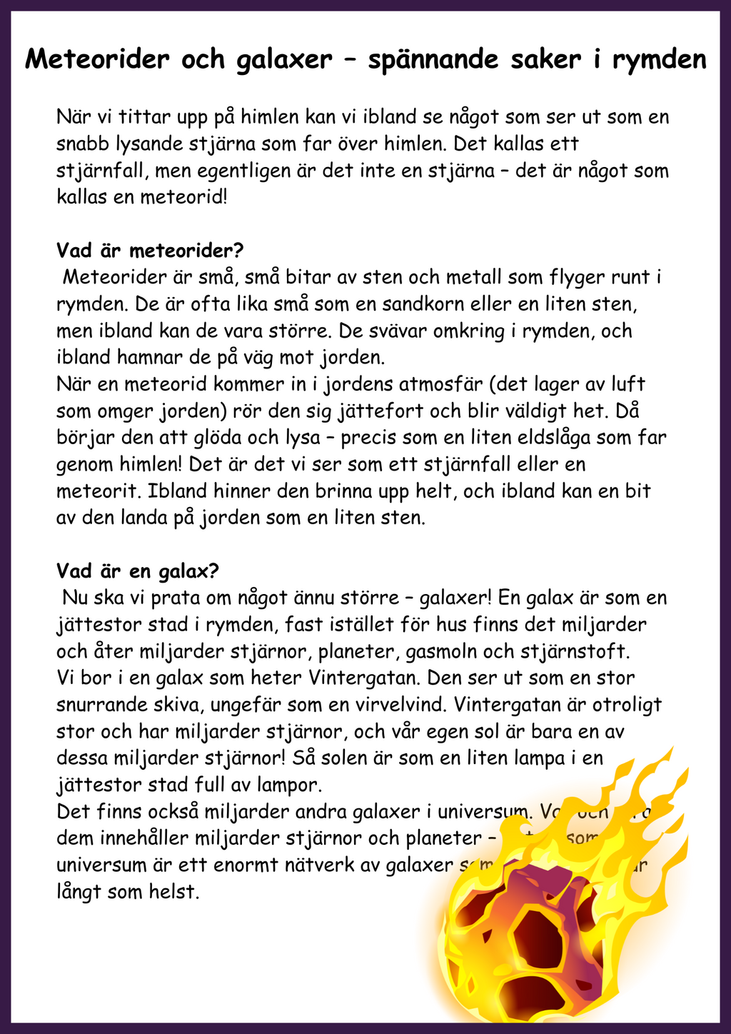 Upptäck rymden - Fakta - Årskurs 4 - 6