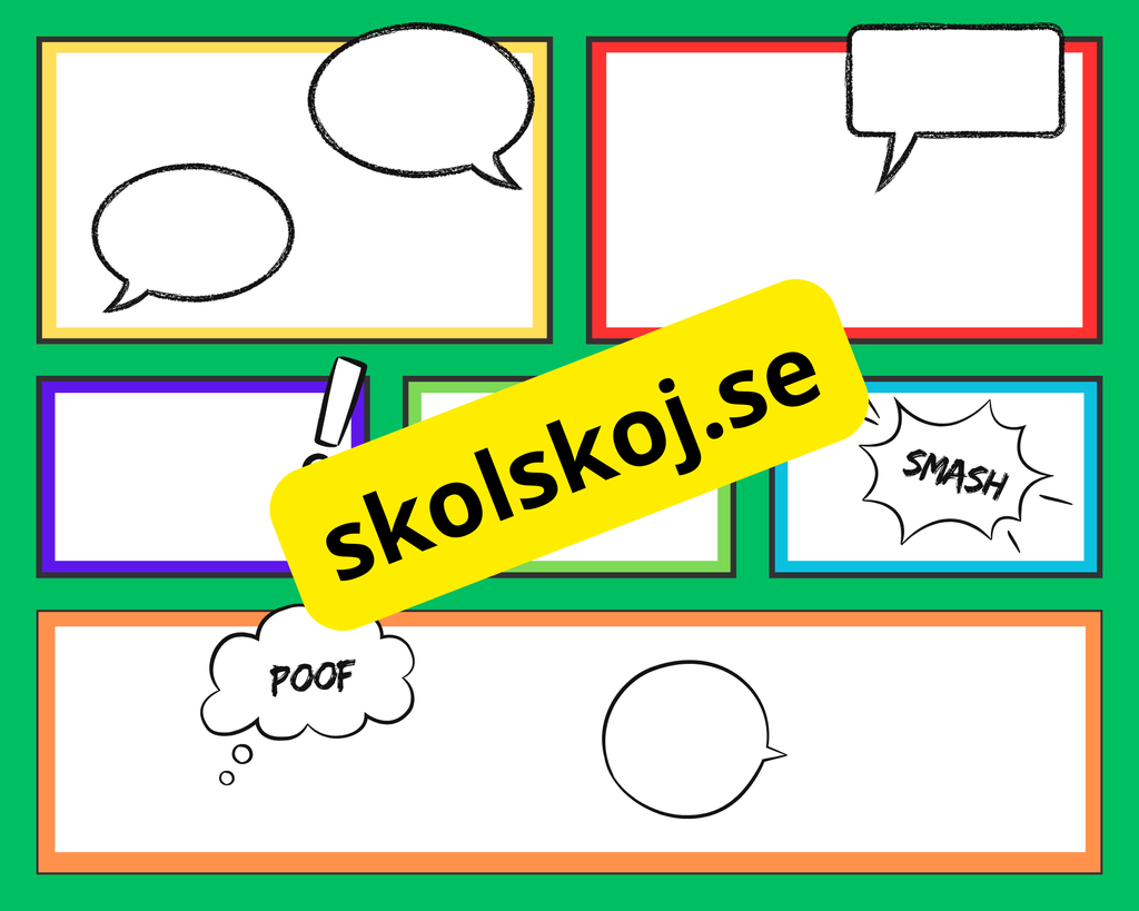 Färgglada och illustrativa serierutor med i superhjältarnas värld.
