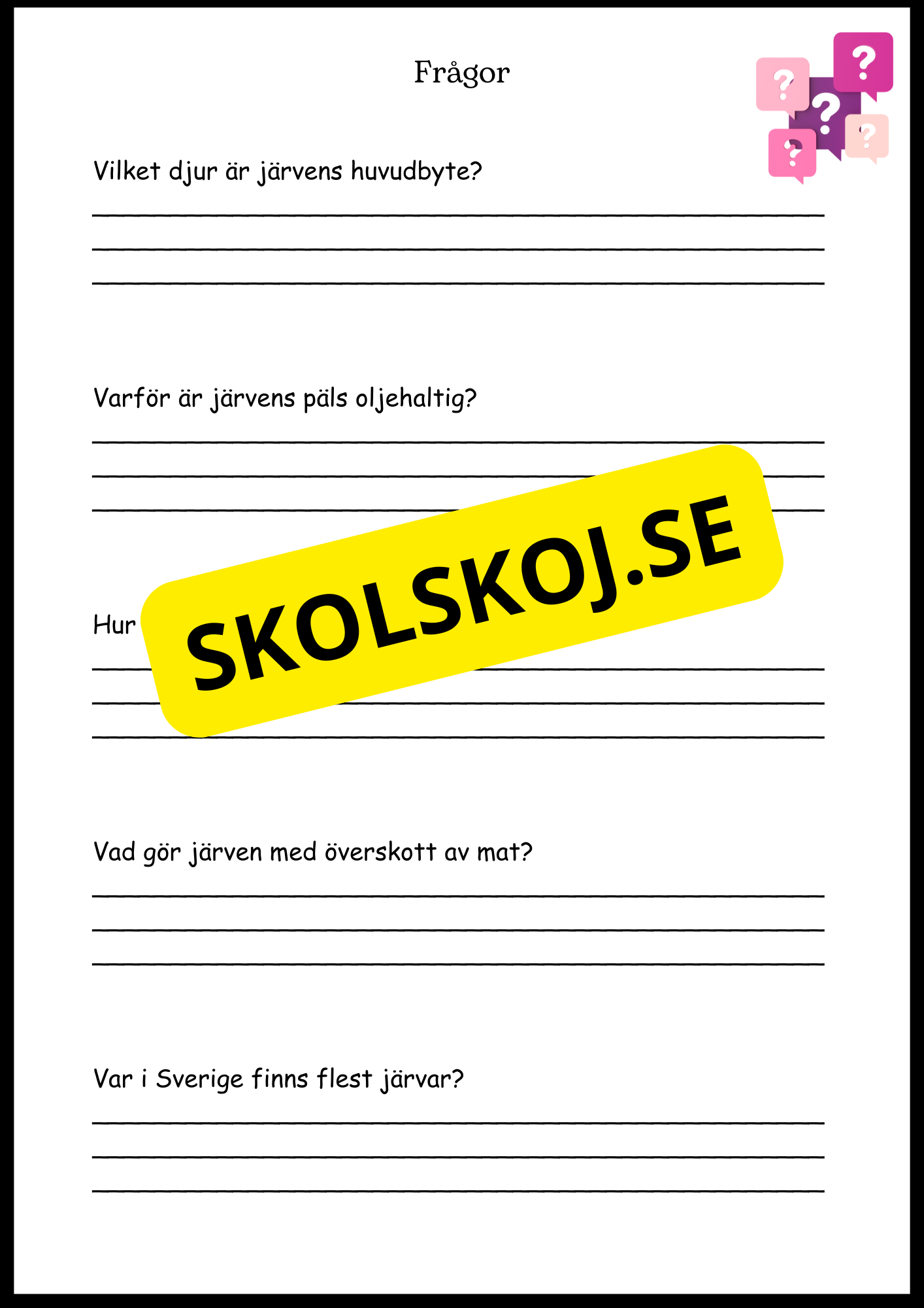 Sveriges landskapsdjur - Häfte - Årskurs 4 - 6 (17 sidor)