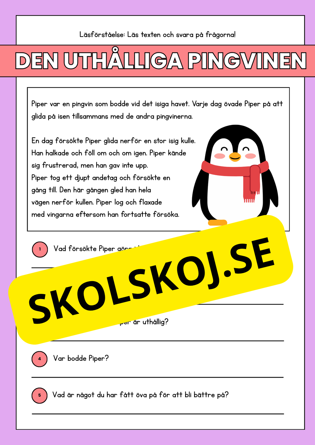 Läsförståelse - Djur- 14 texter