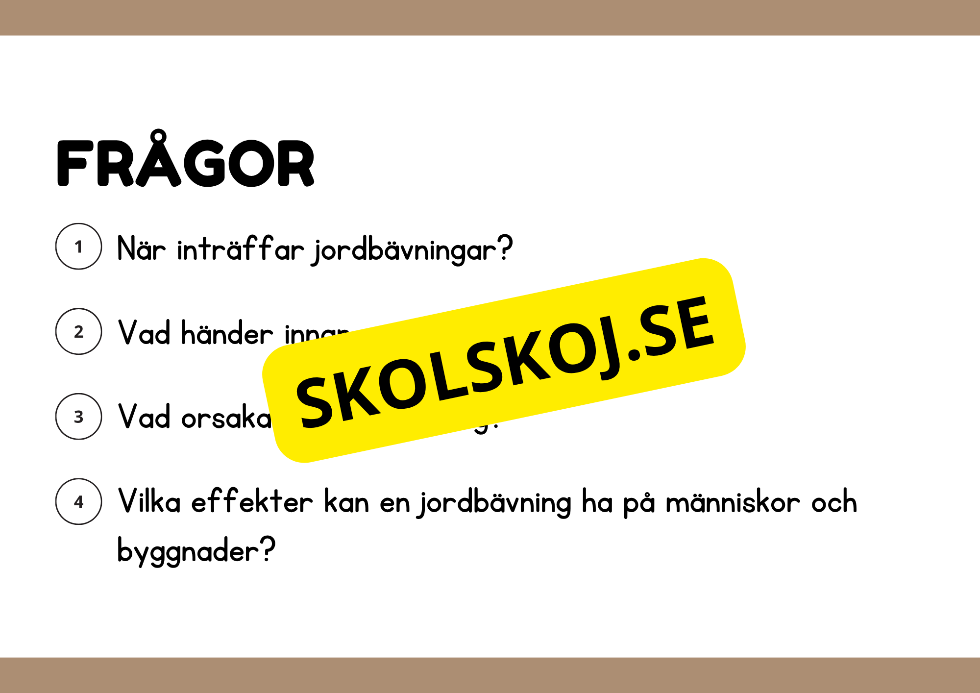 Naturliga katastrofer - Läsförståelse