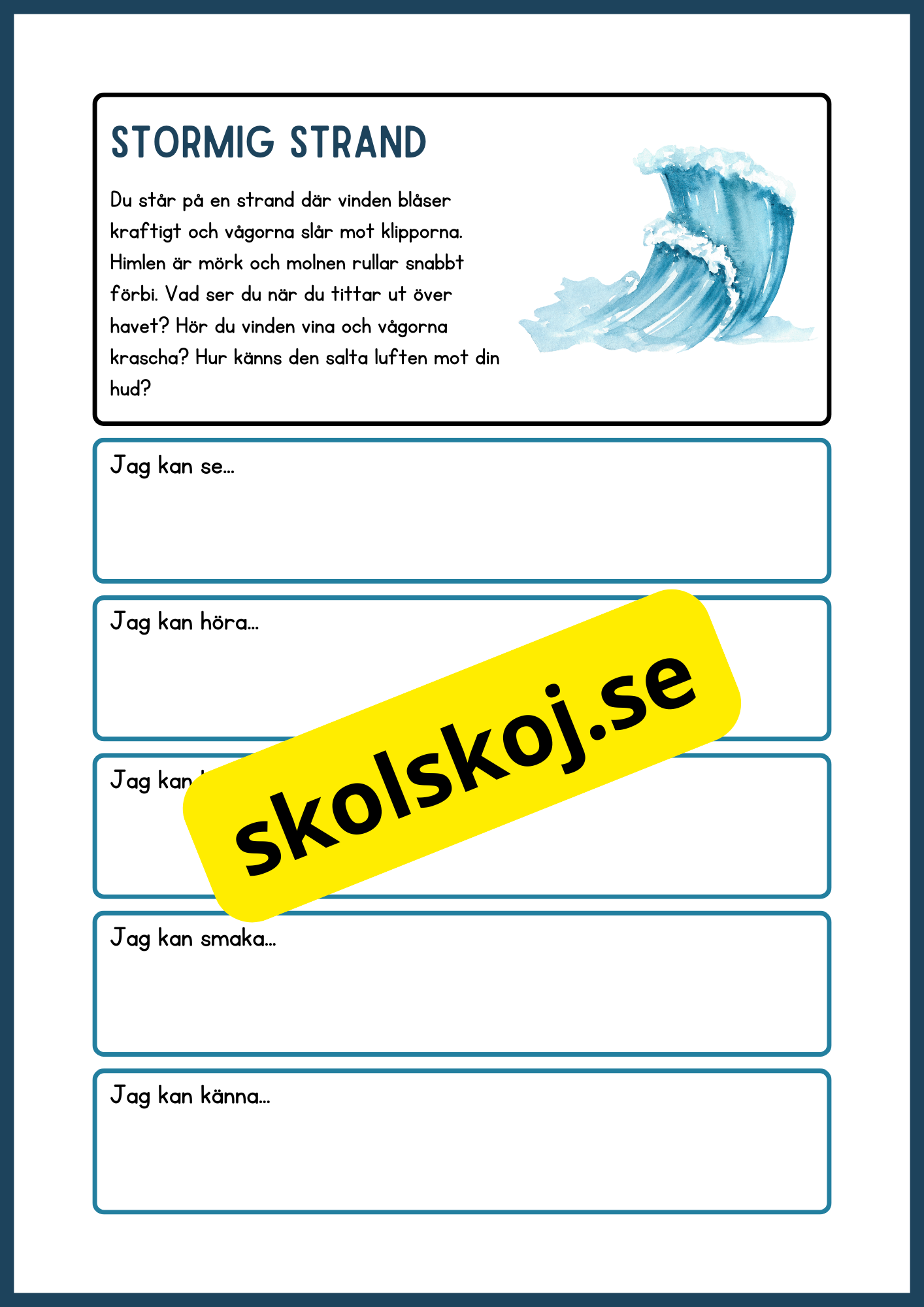 Skrivuppgifter - Använd dina sinnen för att utforska naturen