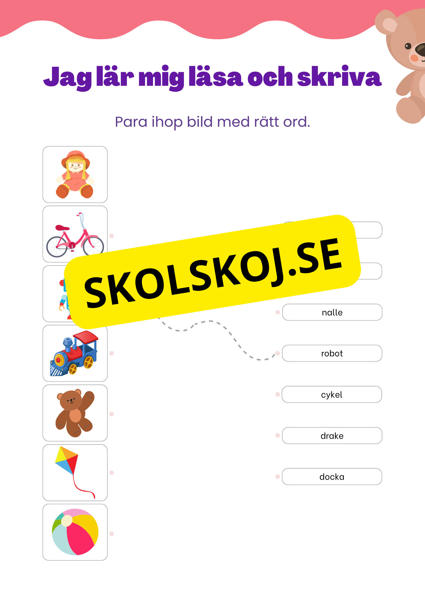 Jag lär mig läsa och skriva - Tema: Leksaker