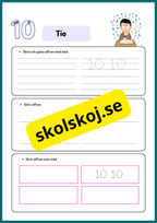 Skriv och spåra siffror med och utan stöd - 0 - 10
