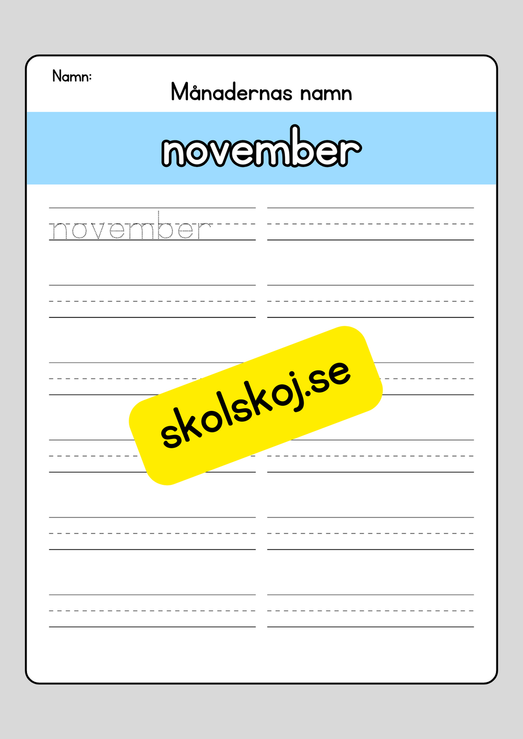 Lär dig skriva månadernas namn