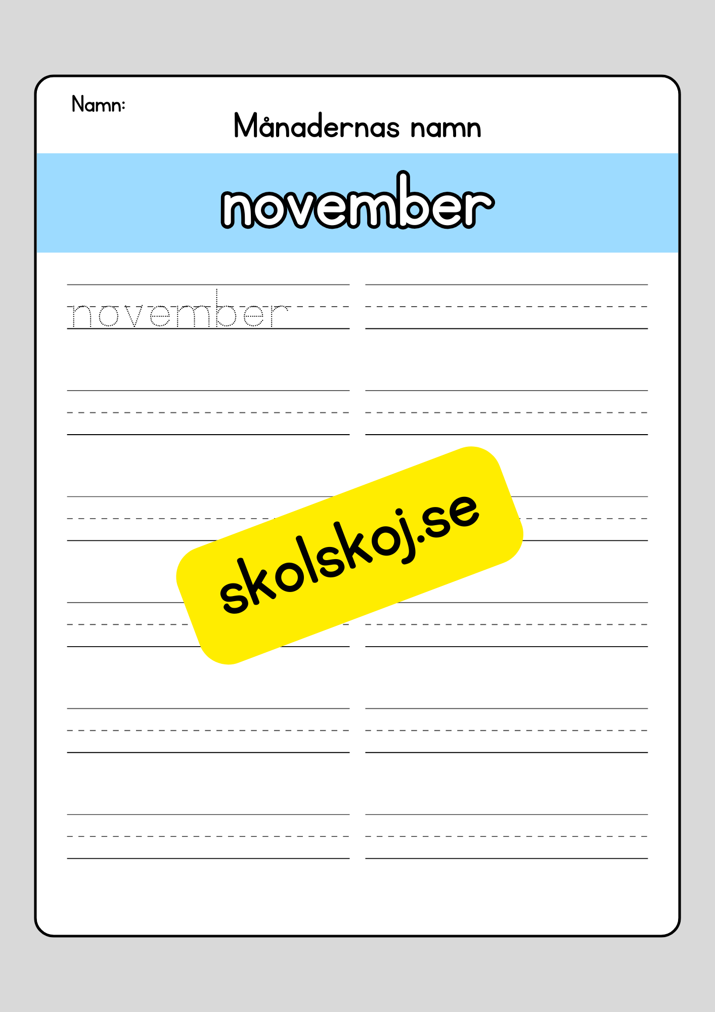 Lär dig skriva månadernas namn