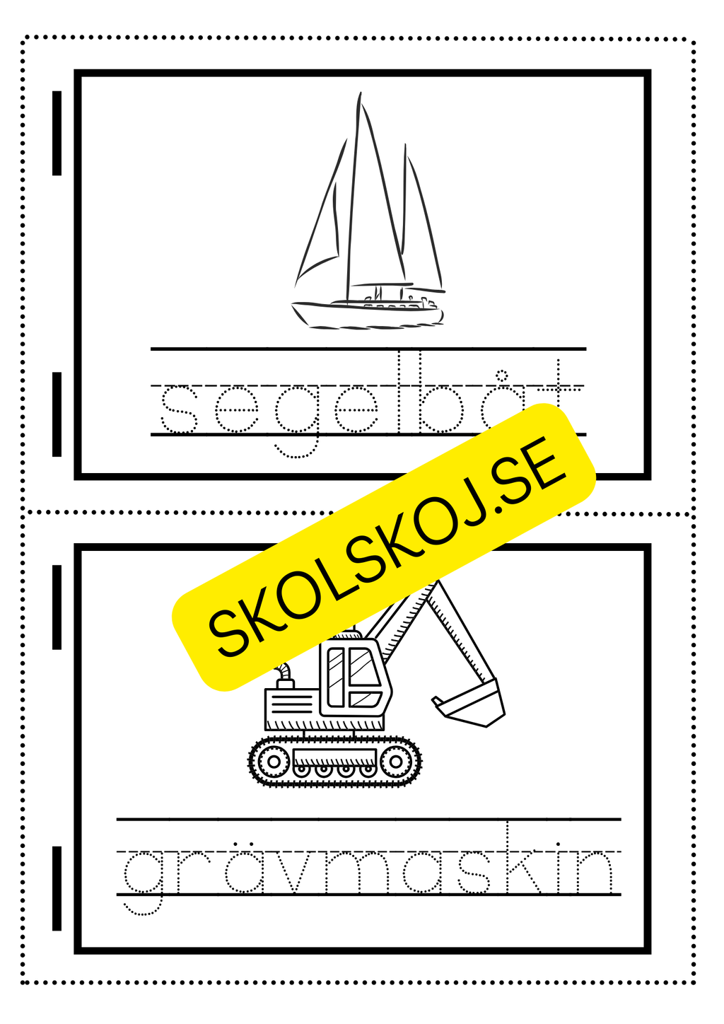 Min skrivbok - Tema fordon