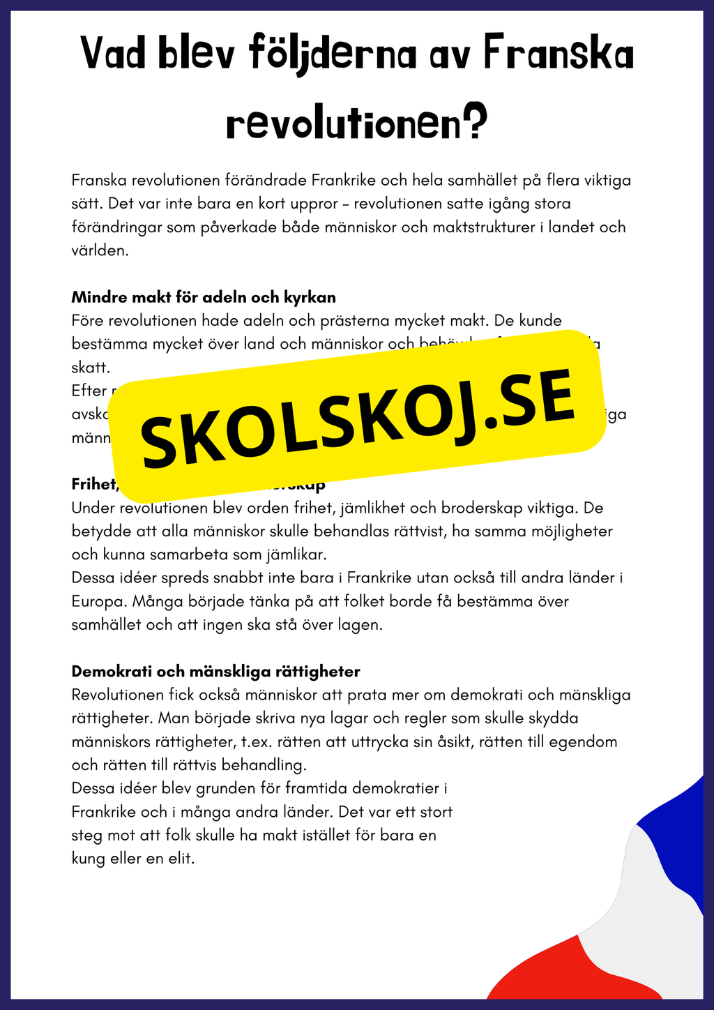 Franska revolutionen - Årskurs 4 - 6