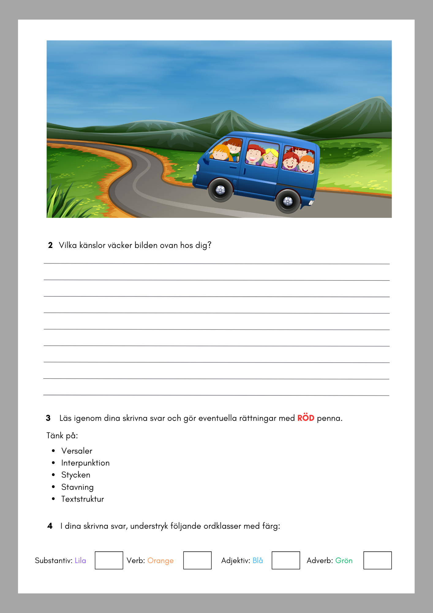 Skrivuppgifter + Ordklasser