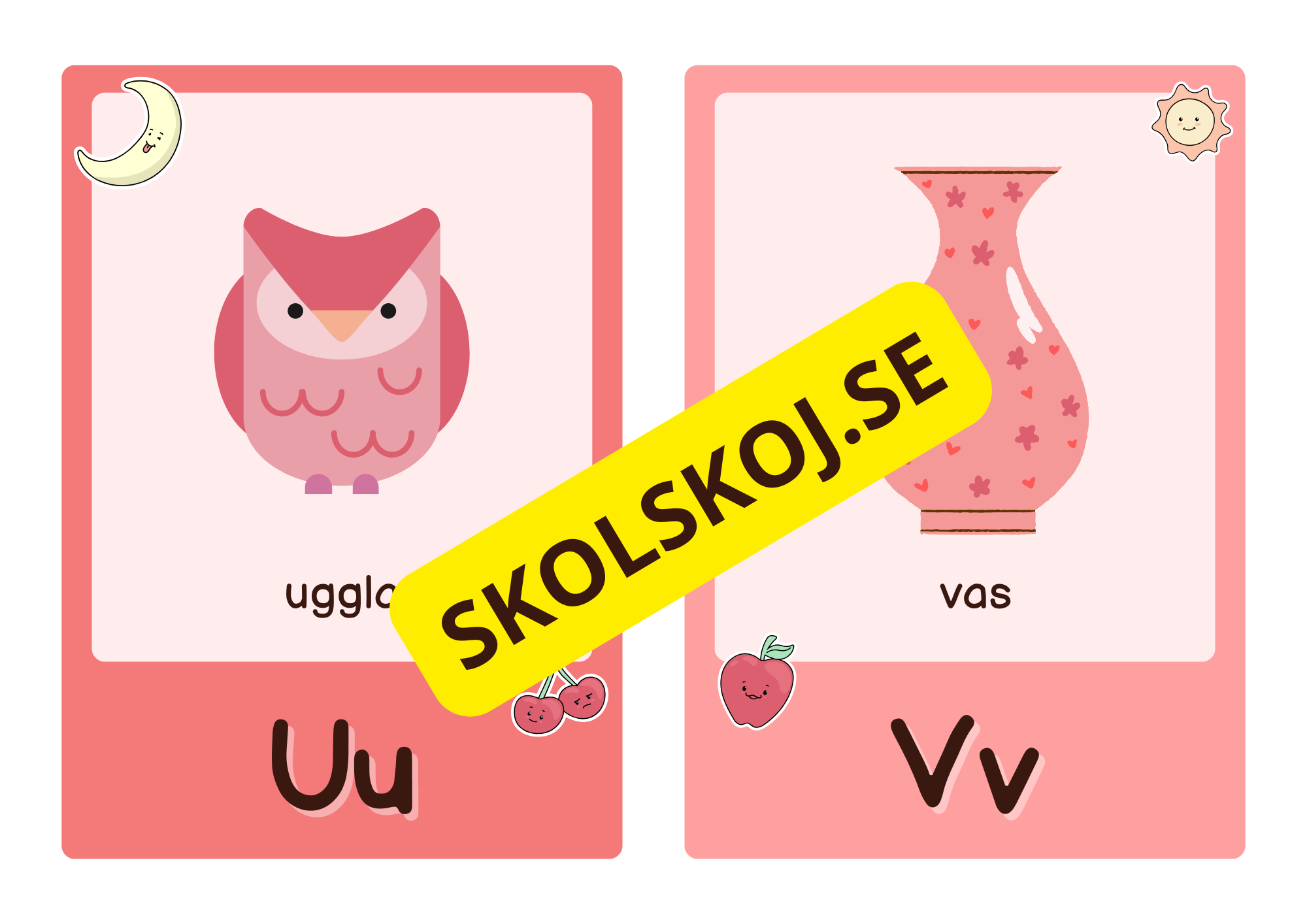 Roliga och söta bokstavskort i glada färger
