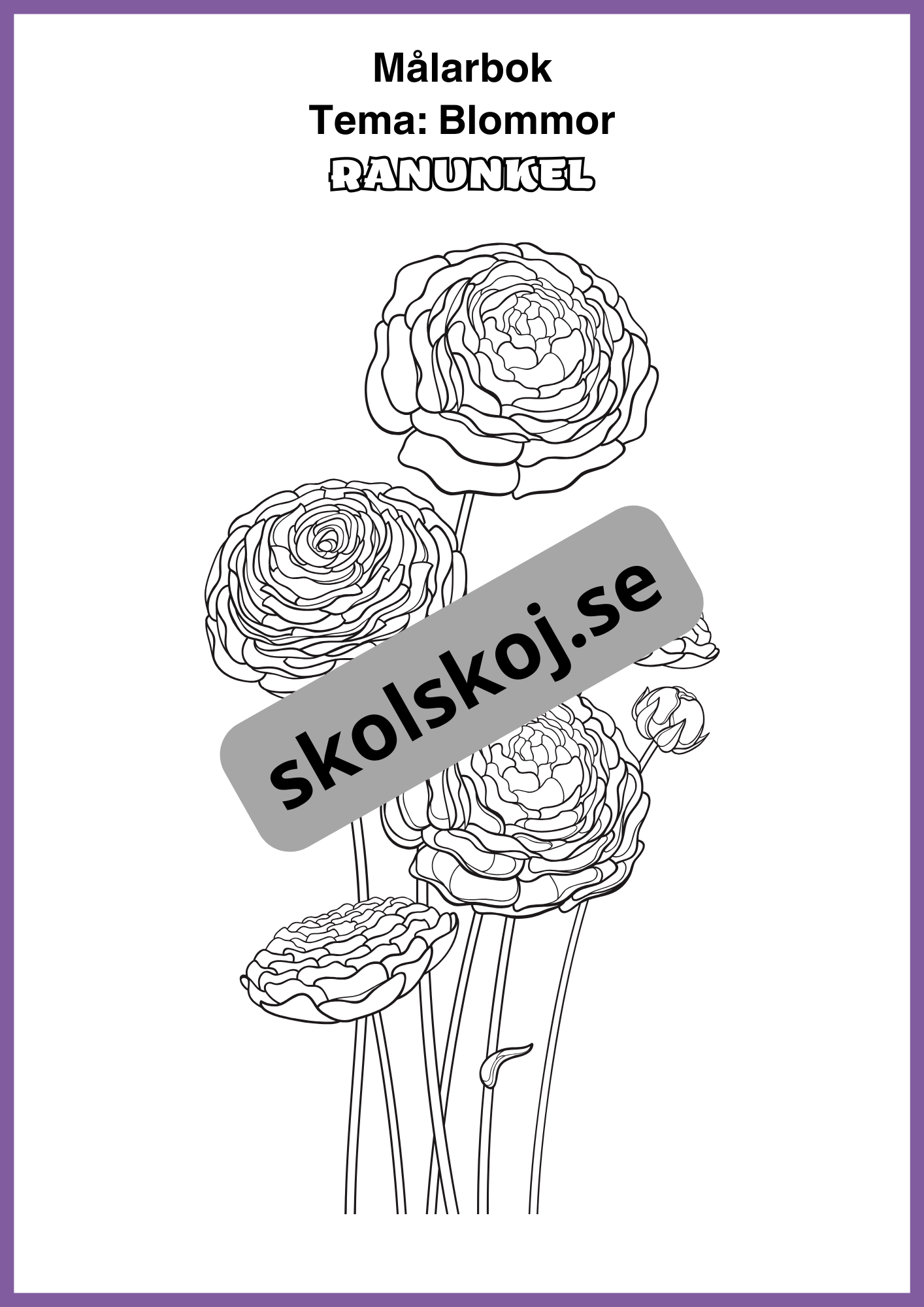 Målarbok - Tema blommor