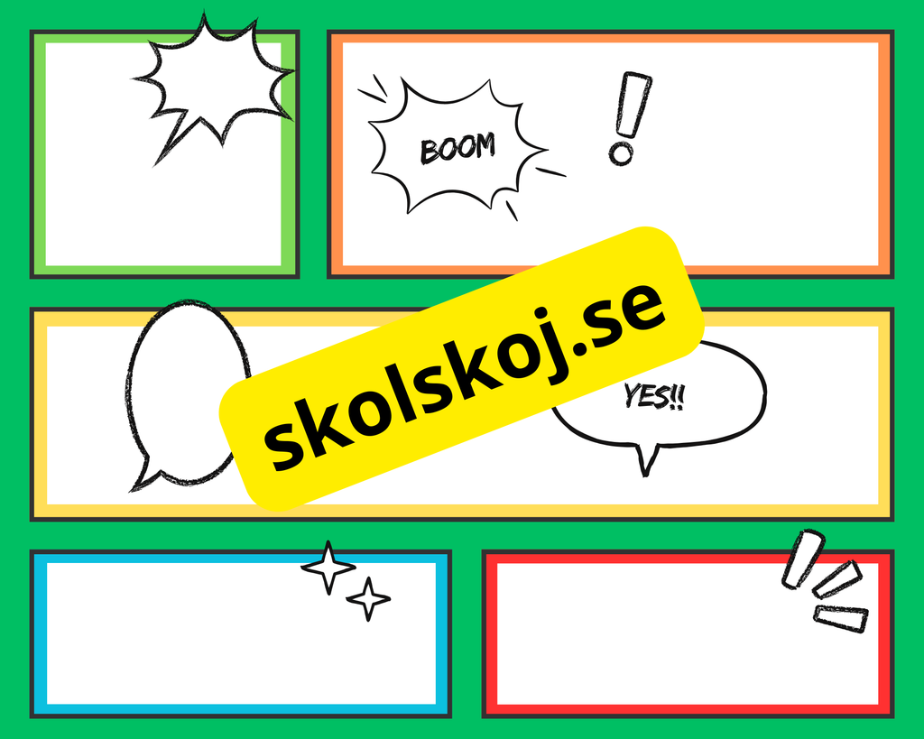 Färgglada och illustrativa serierutor med i superhjältarnas värld.