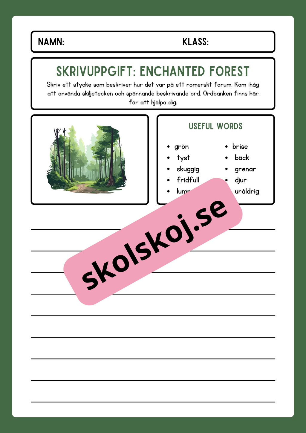 Skrivuppgifter - Hafte - arskurs 3 - 6