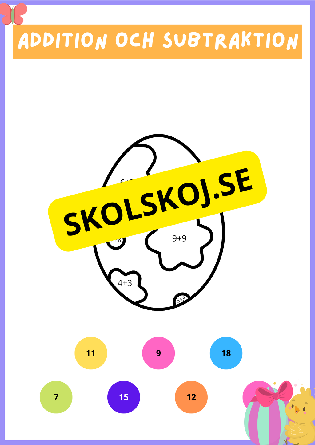 Addition och subtraktion - Tema påsk