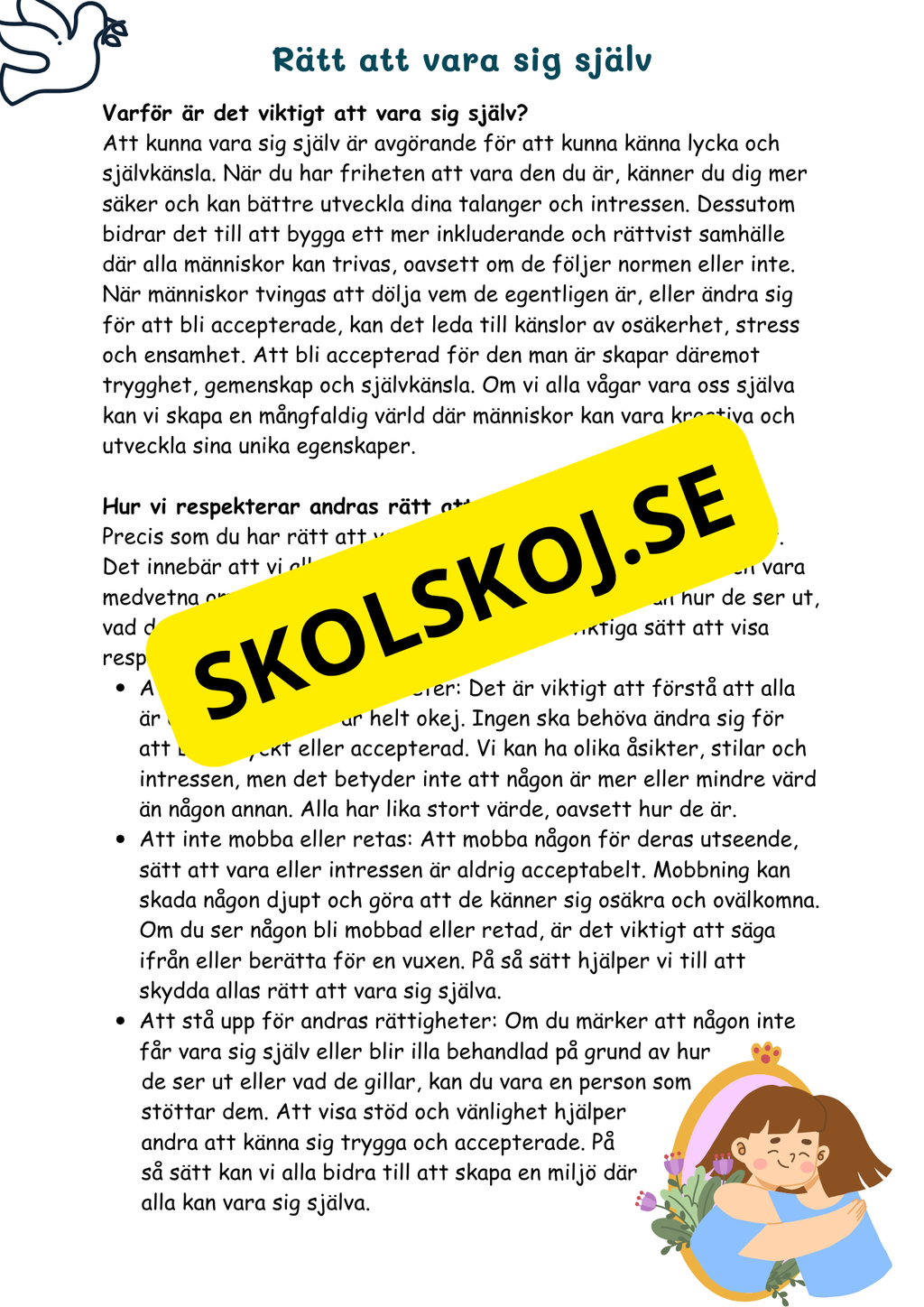 Att vara sig själv: Dina rättigheter och ansvar - Årskurs 4 - 6