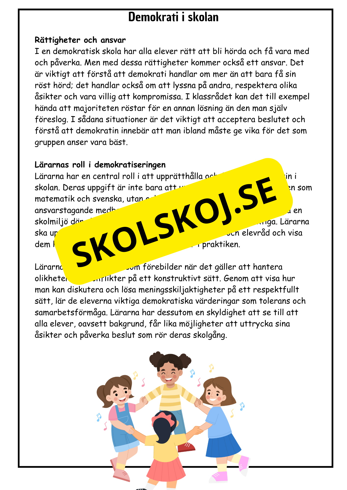 Vad är demokrati? - Årskurs 4 - 6 (18 sidor)