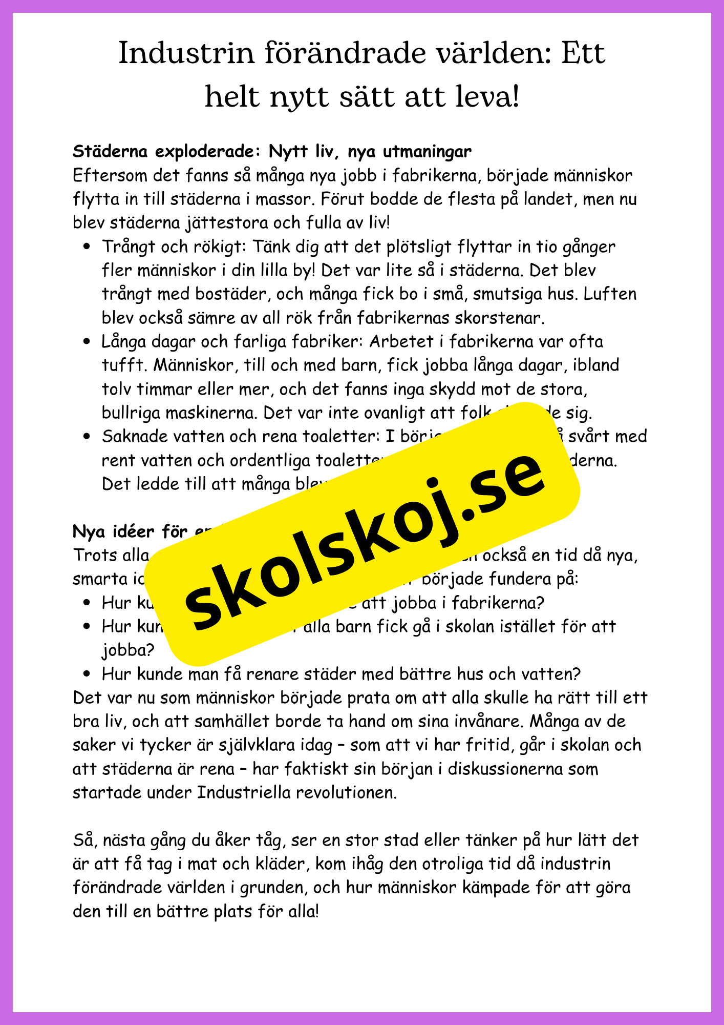 Industriella revolutionen - Hur världen formades - Åk 7 - 9