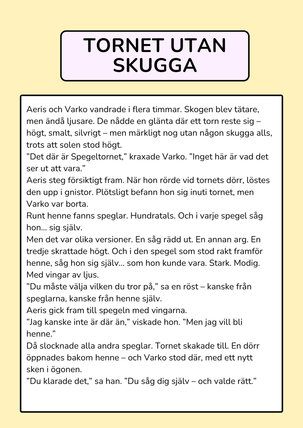 Aeris och Skuggvinden - Läsförståelsehäfte (26 sidor)