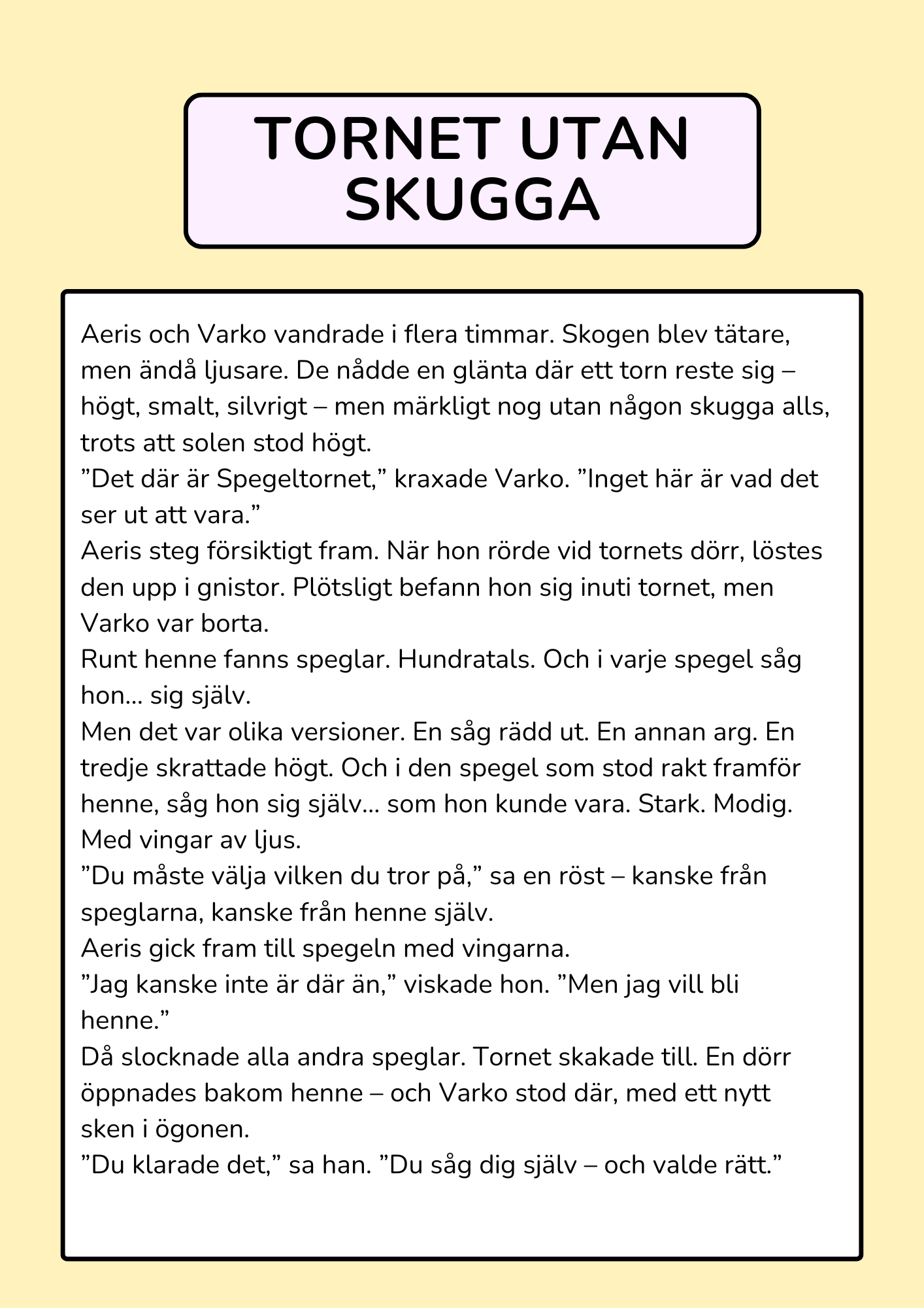 Aeris och Skuggvinden - Läsförståelsehäfte (26 sidor)