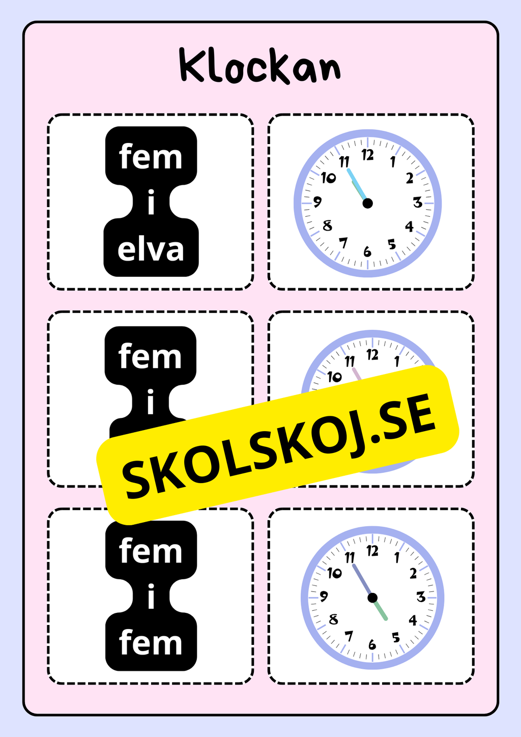 Klockan - Vi lär oss klockan (75 kort)