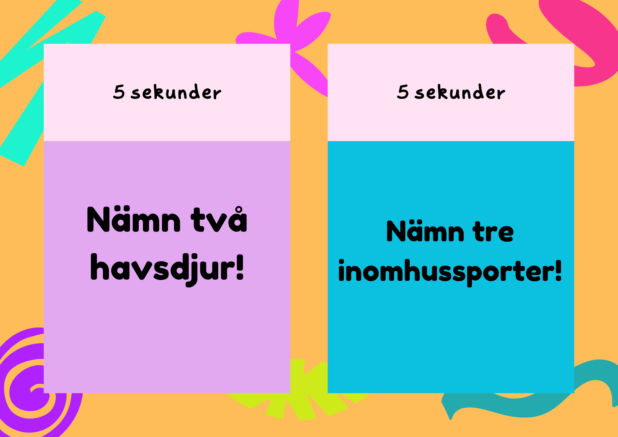 Nämn två, nämn tre! – Ett kul och färgsprakande quiz